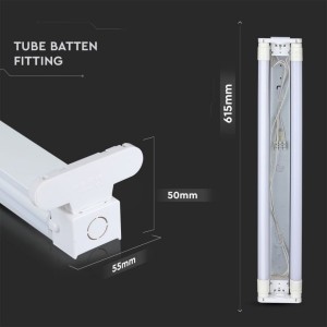 Plafoniera LED doppia per tubi T8 60 cm IP20 in alluminio bianco V-TAC VT-16011 - foto 2