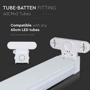 Plafoniera LED doppia per tubi T8 60 cm IP20 in alluminio bianco V-TAC VT-16011 - foto 9