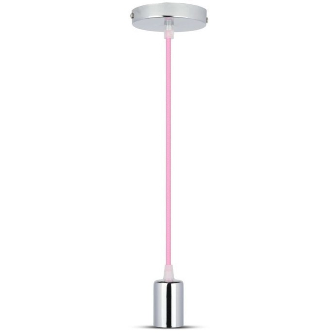 Lampadario a sospensione E27 max 60W cilindro metallo cromato cavo rosa V-TAC VT-7338-PK