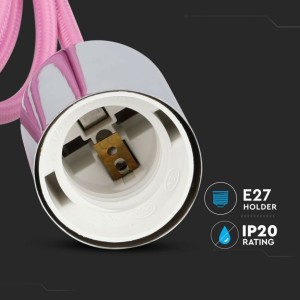 Lampadario a sospensione E27 max 60W cilindro metallo cromato cavo rosa V-TAC VT-7338-PK - foto 6