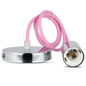 Lampadario a sospensione E27 max 60W cilindro metallo cromato cavo rosa V-TAC VT-7338-PK - foto 7