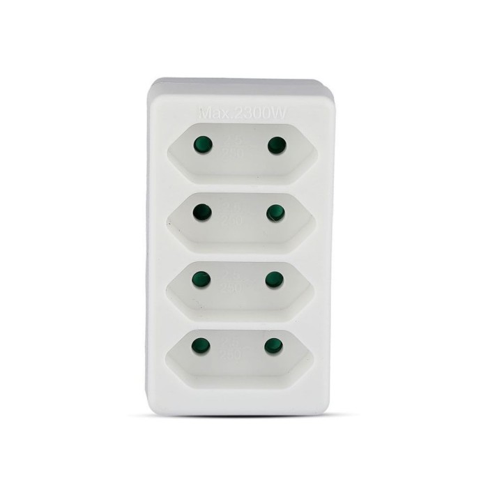 Adattatore multipresa 4 prese 2300W spina Schuko bianco V-TAC VT-1054