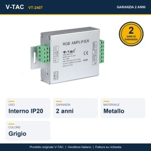 Amplificatore di segnale per strip LED RGB 3 canali 12-24V 12A V-TAC VT-2407 - foto 6
