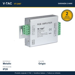 Amplificatore di segnale per strip LED RGB 3 canali 12-24V 12A V-TAC VT-2407 - foto 7
