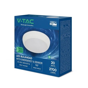 Plafoniera LED rotonda 20W CCT con sensore e kit emergenza IP54 V-TAC VT-8633 - foto 2