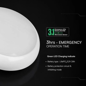 Plafoniera LED rotonda 20W CCT con sensore e kit emergenza IP54 V-TAC VT-8633 - foto 6