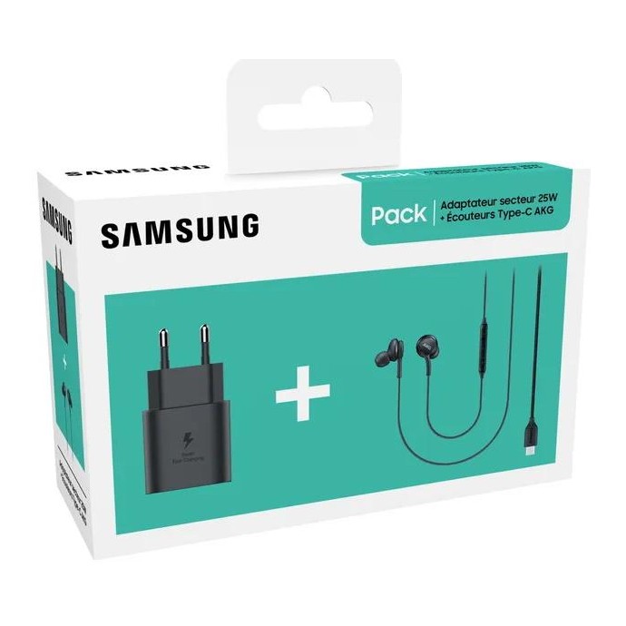 SAMSUNG Pack Caricatore USB-C da 25 W + Auricolari USB-C AKG
