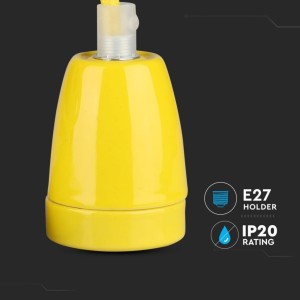 Portalampada E27 in porcellana giallo con cavo in corda, max 60W, V-TAC VT-7998-Y - foto 6