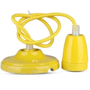 Portalampada E27 in porcellana giallo con cavo in corda, max 60W, V-TAC VT-7998-Y - foto 7