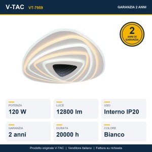 Lampadario LED a Plafone 120W 3000K-6000K CCT Dimmerabile con Telecomando V-TAC VT-7959 - foto 9