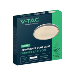 Lampadario LED 60W CCT 3000K-6500K Grigio con Telecomando V-TAC VT-85031 - foto 2