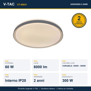 Lampadario LED 60W CCT 3000K-6500K Grigio con Telecomando V-TAC VT-85031 - foto 11