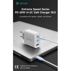 Carica batterie PD da 65 Watt GaN 2 uscite Tipo-C e una Usb A