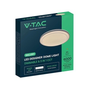 Lampadario LED 60W rotondo CCT 3000K-6500K dimmerabile con telecomando V-TAC VT-85031 - foto 2