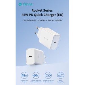 Carica Batterie PD 45 Watt Tipo-C per carica rapida bianco
