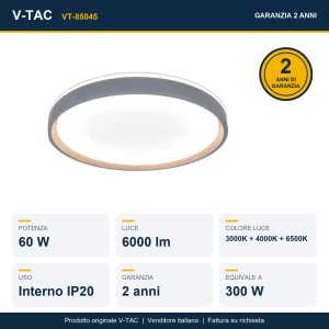 Lampadario LED 60W Plafone Rotondo CCT 3000K-6500K Dimmerabile V-TAC VT-85045 - foto 10