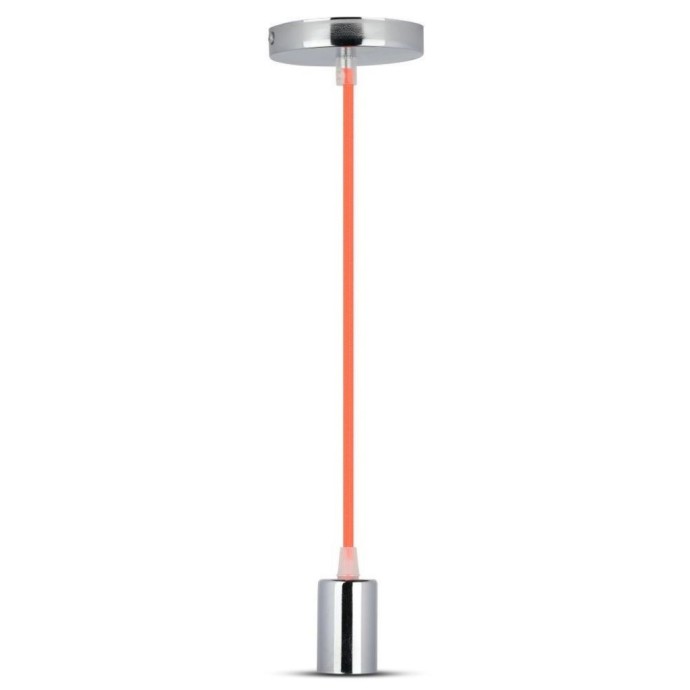 Lampadario a Sospensione E27 Max 60W Cilindro Cromato Cavo Arancione V-TAC VT-7338-O