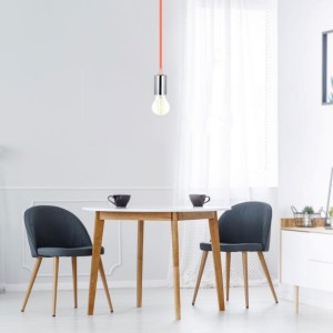 Lampadario a Sospensione E27 Max 60W Cilindro Cromato Cavo Arancione V-TAC VT-7338-O - foto 3