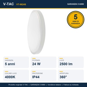 Plafoniera LED rotonda 24W 4000K con sensore microonde e telecomando V-TAC VT-8624S - foto 12