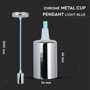 Lampadario sospensione E27 max 60W cilindro metallo cromato V-TAC VT-7338-LB - foto 6
