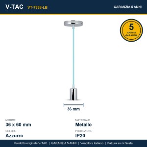 Lampadario sospensione E27 max 60W cilindro metallo cromato V-TAC VT-7338-LB - foto 8