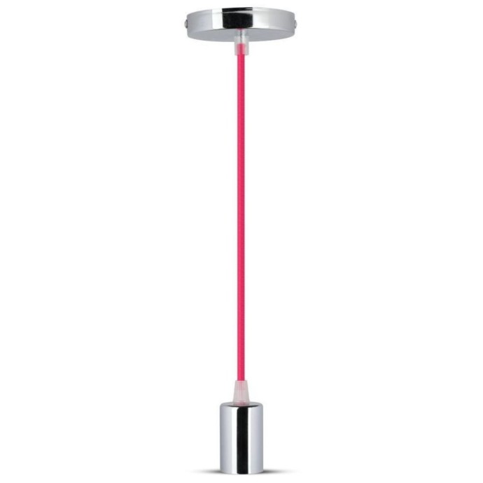Lampadario LED a Sospensione E27 Max 60W Cromato Cavo Fucsia 100cm V-TAC VT-7338-RR