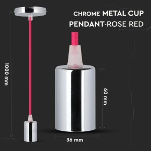 Lampadario LED a Sospensione E27 Max 60W Cromato Cavo Fucsia 100cm V-TAC VT-7338-RR - foto 2
