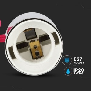 Lampadario LED a Sospensione E27 Max 60W Cromato Cavo Fucsia 100cm V-TAC VT-7338-RR - foto 6