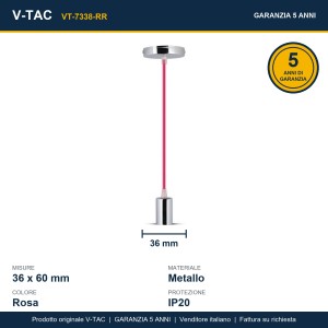 Lampadario LED a Sospensione E27 Max 60W Cromato Cavo Fucsia 100cm V-TAC VT-7338-RR - foto 8