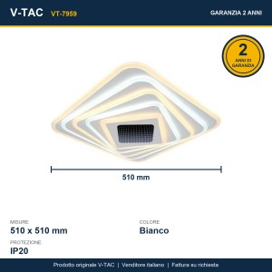 Plafoniera LED 150W Quadrata CCT 3000K 4000K 6500K Dimmerabile Telecomando V-TAC VT-7959 - foto 10
