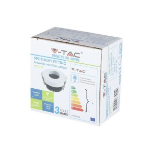 Portafaretto da incasso GU10 rotondo orientabile bianco e nero V-TAC VT-874-WB - foto 2