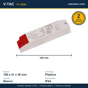 Alimentatore LED 12V 36W 3A IP44 in plastica bianca V-TAC VT-13035 - foto 5
