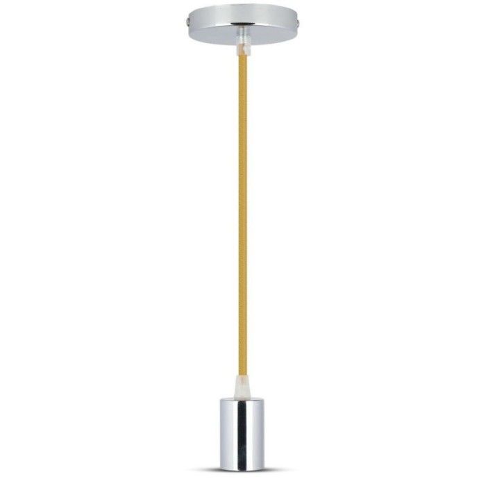 Lampadario LED a Sospensione E27 Max 60W Cilindro Cromato Cavo Beige V-TAC VT-7338-BE