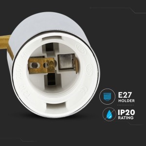 Lampadario LED a Sospensione E27 Max 60W Cilindro Cromato Cavo Beige V-TAC VT-7338-BE - foto 5