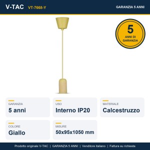 Lampadario a Sospensione in Calcestruzzo Giallo E27 Max 60W IP20 V-TAC VT-7668-Y - foto 9