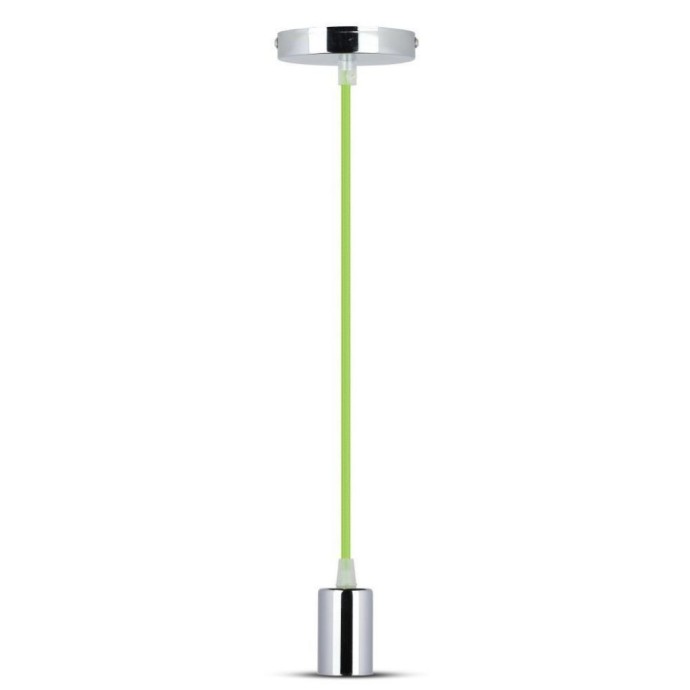 Lampadario a Sospensione LED Cilindro E27 Max 60W Cromato Cavo Verde V-TAC VT-7338-GN