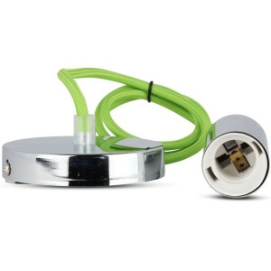 Lampadario a Sospensione LED Cilindro E27 Max 60W Cromato Cavo Verde V-TAC VT-7338-GN - foto 7