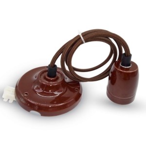 Portalampada E27 in porcellana marrone con cavo in corda max 60W V-TAC VT-7998-BR - foto 4