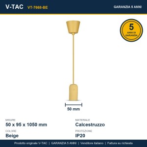 Lampadario a Sospensione in Calcestruzzo E27 Max 60W Beige IP20 V-TAC VT-7668-BE - foto 9
