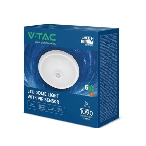 Plafoniera LED rotonda 12W con sensore PIR CCT 3000K 4000K 6000K bianca V-TAC VT-13CCT - foto 2