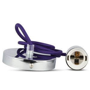 Lampadario a Sospensione E27 Max 60W Cromato Cavo Viola V-TAC VT-7338-PE - foto 4