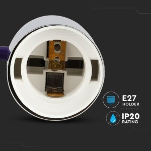Lampadario a Sospensione E27 Max 60W Cromato Cavo Viola V-TAC VT-7338-PE - foto 5