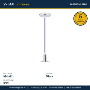 Lampadario a Sospensione E27 Max 60W Cromato Cavo Viola V-TAC VT-7338-PE - foto 8