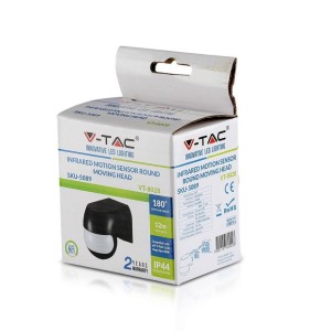 Sensore di movimento PIR a infrarossi 180° da plafone nero IP44 400W V-TAC VT-8028 - foto 2