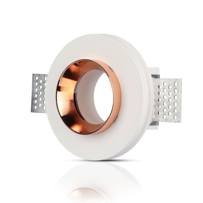 Portafaretto LED da Incasso Rotondo GU10 GU5.3 in Gesso Bianco e Oro Rosa V-TAC VT-866-MRD