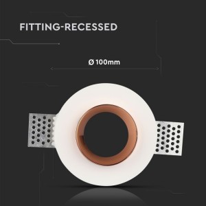 Portafaretto LED da Incasso Rotondo GU10 GU5.3 in Gesso Bianco e Oro Rosa V-TAC VT-866-MRD - foto 3