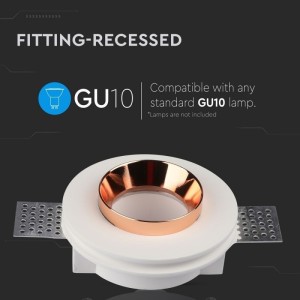 Portafaretto LED da Incasso Rotondo GU10 GU5.3 in Gesso Bianco e Oro Rosa V-TAC VT-866-MRD - foto 9