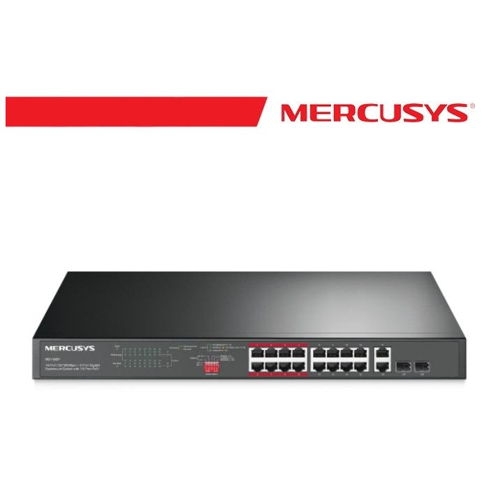 Mercusys 16-Port 10/100Mbps + 2-Port Gigabit Rackmount Switch - MS118CP