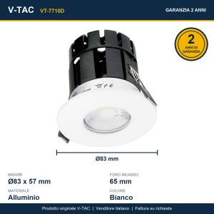Faretto LED da incasso rotondo 10W 3 in 1 2700K 4000K 6500K IP65 bianco V-TAC VT-7710D - foto 15