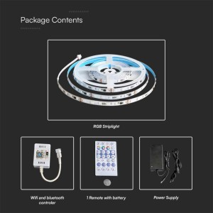 Kit Strip LED RGB 5m SMD5050 13W/m 24V con Telecomando e Wi-Fi V-TAC VT-5050 - foto 9